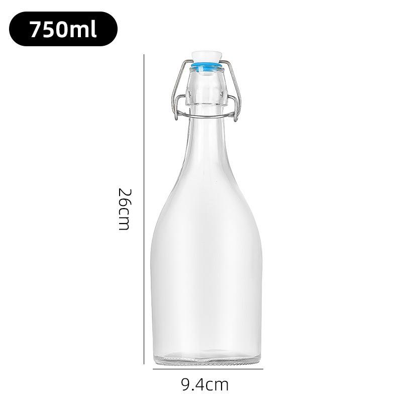 Multi-functional Thickened Transparent Glass Snap-on Bottle for Homebrewed Fruit Wine & Beverages