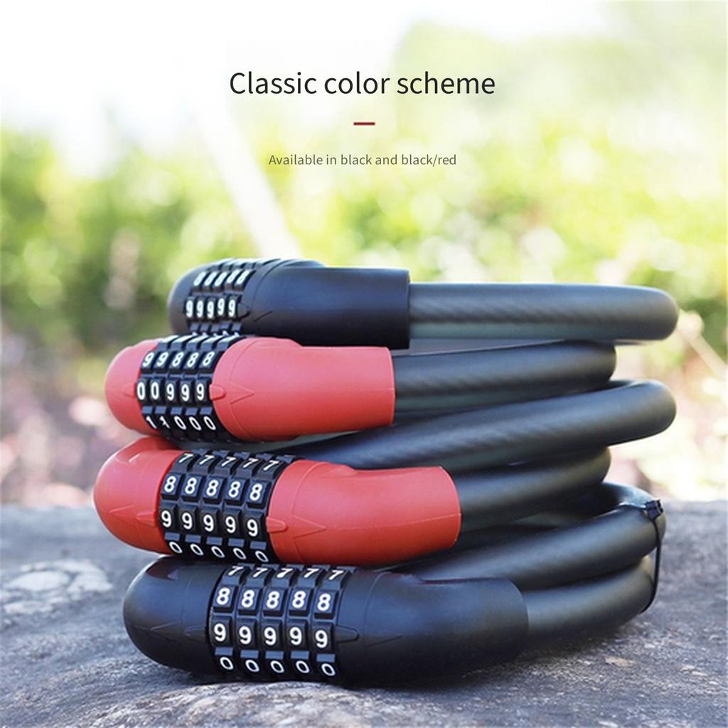 5‑Digit Password Bicycle Cable Lock, Thick Anti‑Cut Steel Wire Anti‑Theft Security Lock for Bicycle E‑Bike Motorcycle Cycling Equipment