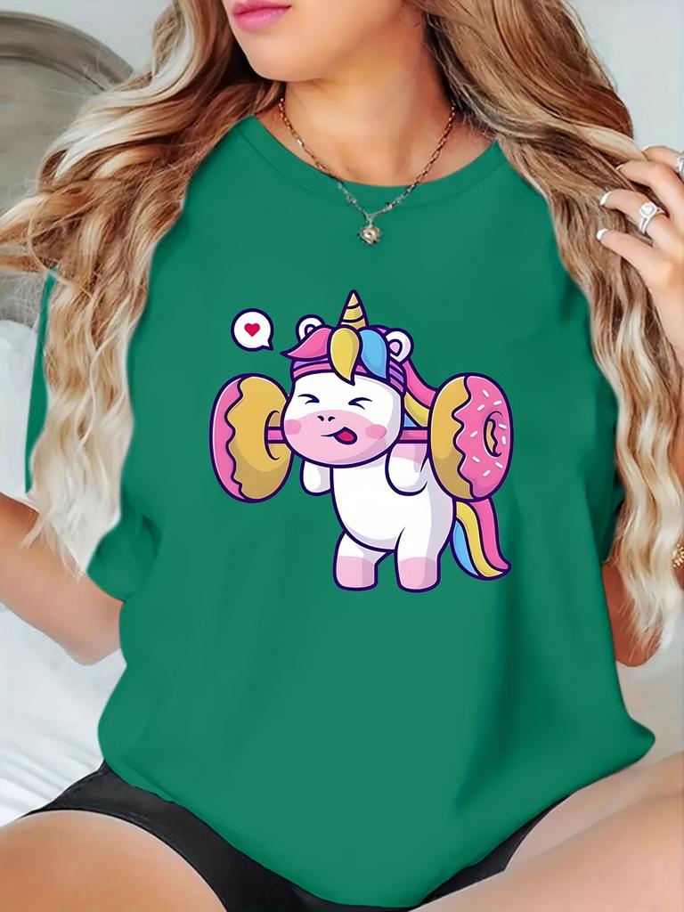 Fitness Animal Pattern Printed Womens Fashionable Round Neck Tshirt Round Neck Tshirt Casual Daily Summer Personalized Top