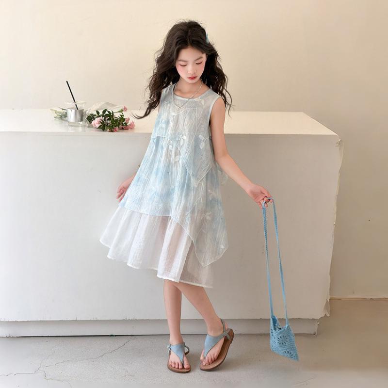 Stylish Summer 2026 Princess Dress for Girls - Korean-Inspired 140 cm