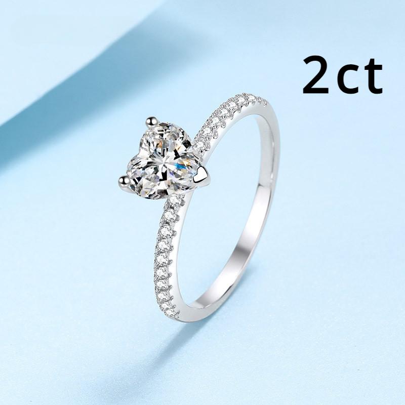 Real moissanite 1-2ct anel coração corte d cor vvs1 nupcial casamento anéis de diamante s925 prata gra jóias banhado 18k ouro branco
