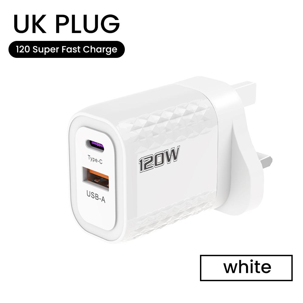 2 porty 120W rychlé nabíjení USB typ C nabíječka PD QC 3.0 USB C nabíječka EU/US/UK zástrčka adaptér pro iphone Xiaomi Samsung