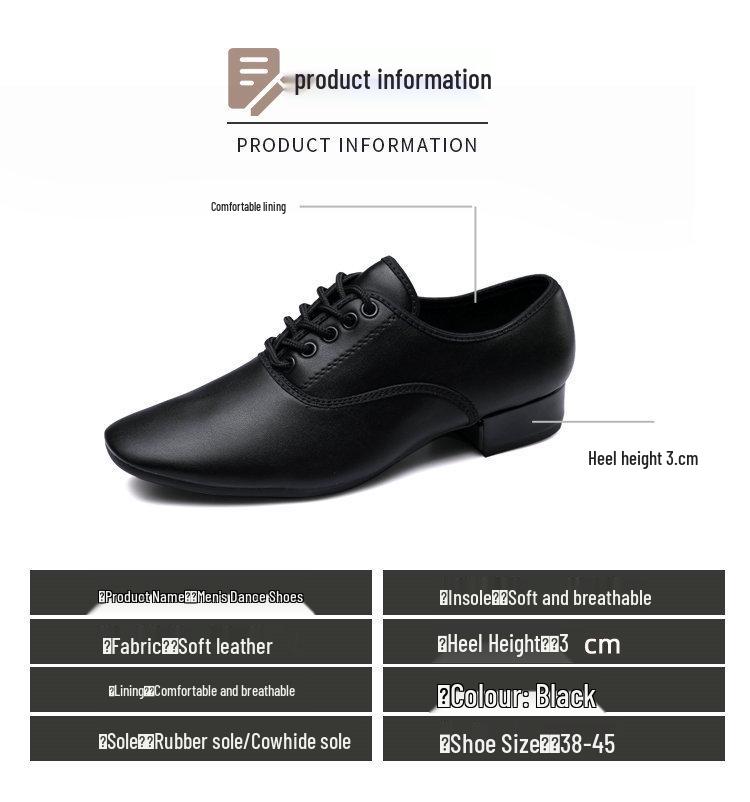 Men's Modern Soft Sole Latin Dance Shoes - Adult Square and Standard Dance Footwear