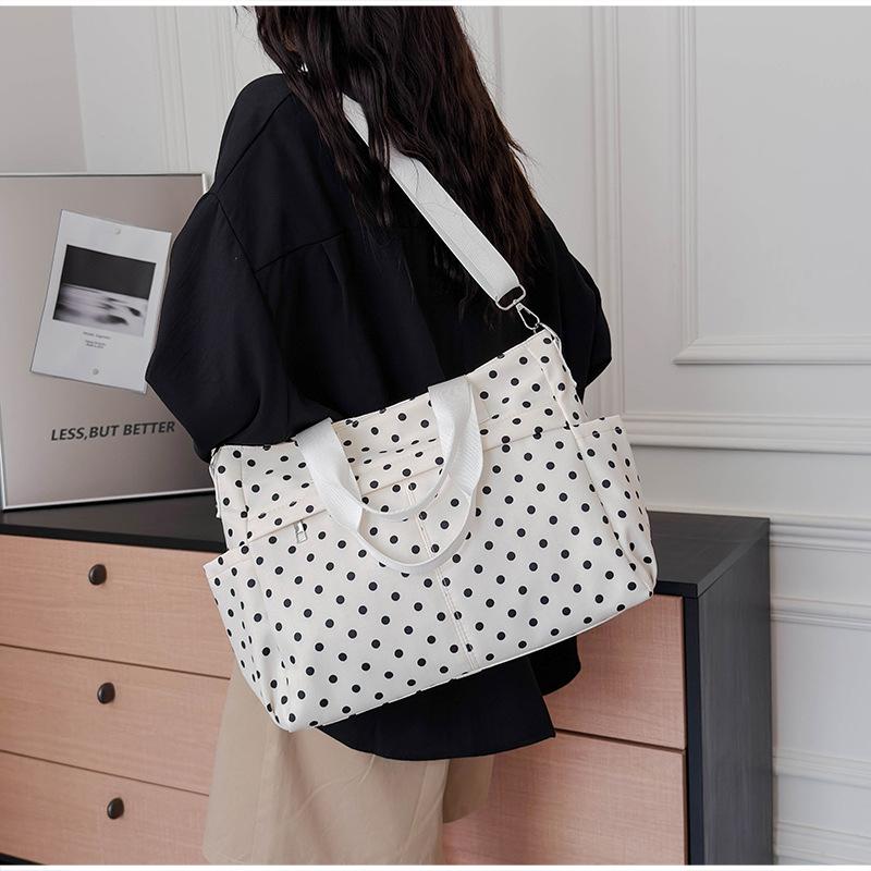 Polka Dot Large Capacity Travel Tote Bag Multi-color Lightweight Nylon Shoulder Handbag Casual Crossbody Bag Daily Commute Bag