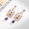 Orecchini pendenti da sposa per banchetti di temperamento moda Europa e America 925 Ago in argento Gioielli di marca di lusso Zirconi cubici