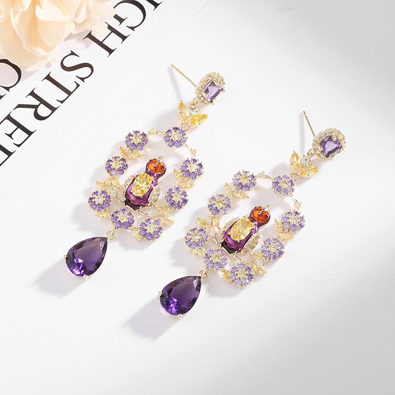 Orecchini pendenti da sposa per banchetti di temperamento moda Europa e America 925 Ago in argento Gioielli di marca di lusso Zirconi cubici