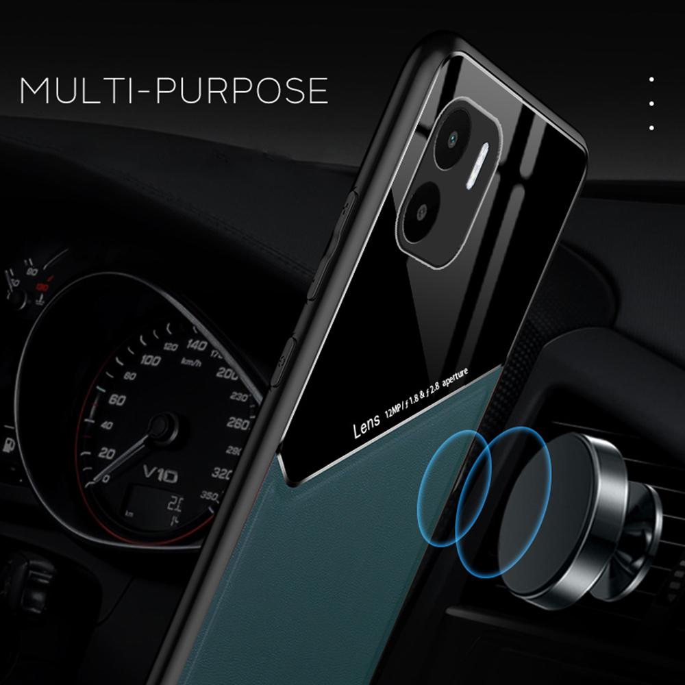 For Xiaomi Redmi A1 4G/A2 4G Magnetic Car Mount Phone Case PU Leather Coated TPU+PC Cover