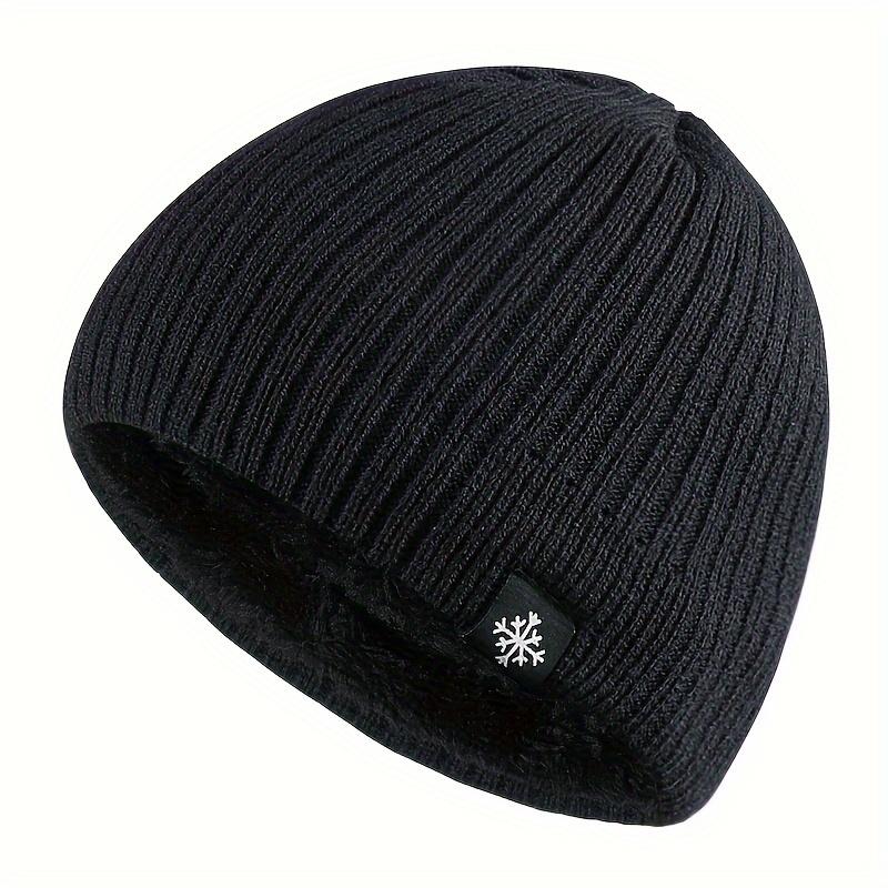 1pc Warm Winter Beanie Hat with Retro Snowflake Fleece Hat Knitted Soft Men's Warm Cap