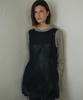 Anout Vegan Leather Baby Doll Dress Black