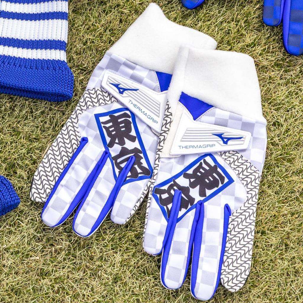 Mizuno ThermaGrip HAPPI COLLECTION Golf Size L 5MGMB552 Men's Gloves, Ambidextrous, White/Blue, (25-26cm),