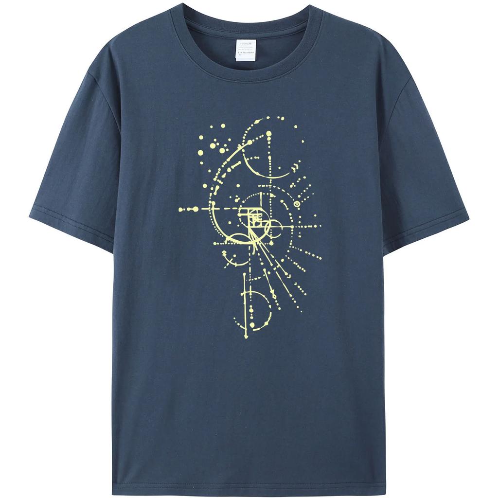 Men's gold Fibonacci rectangular printed 100% pure cotton short-sleeved casual T-shirt