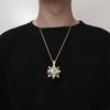 Copper Pendant Necklace With Full Zirconia Inlay Cartoon Black 8 Meteor Hammer Charm Hip Hop Trendy Ins Style Chain