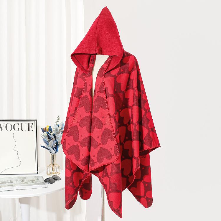 Knitted Split Shawl Thermal Hooded Cape Cape Knitted Shawl Women