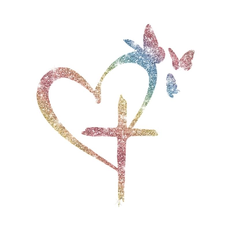 Sparkling PET Car Decal with Heart and Butterfly Symbols for Decorative Placement on Suitable Vehicle Body Areas