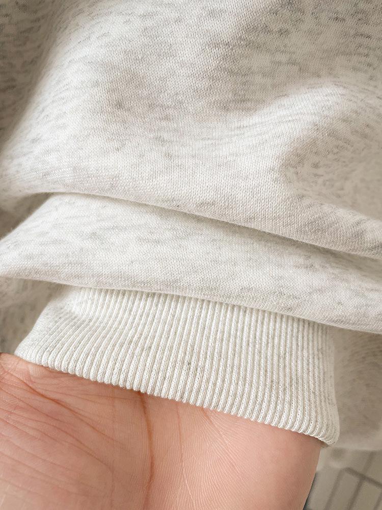 Damen Besticktes Graues Sweatshirt, Herbst/Winter 2025, Locker Geschnitten Übergröße, Petite Oberbekleidung Top