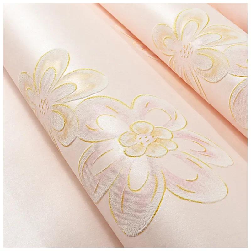 9.5M Thickened 3D Warm Wallpaper for Girls' Room Non woven Non Self Adhesive Wallpaper bedroom decoration