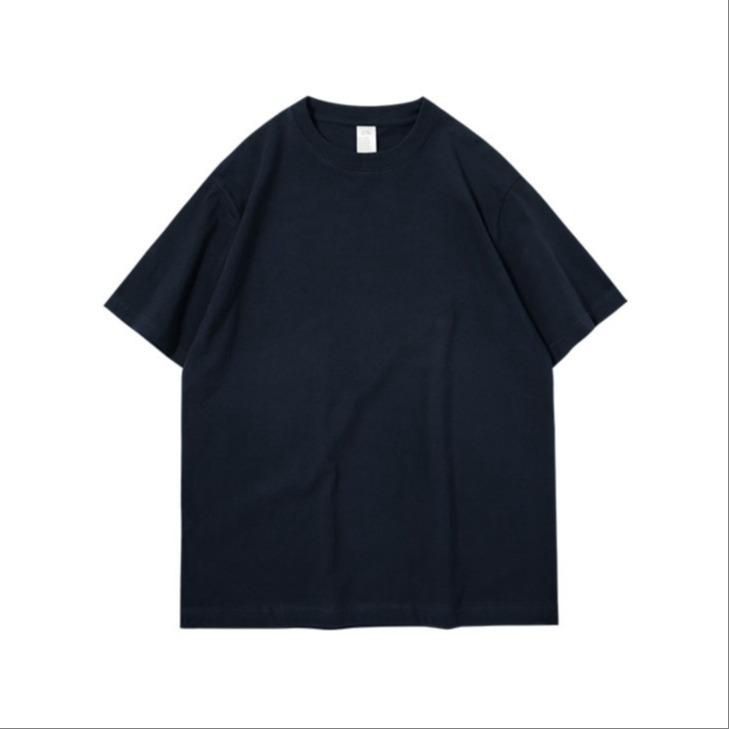 Men's Heavyweight Pure Cotton Short Sleeve Round Neck Casual White T-shirt