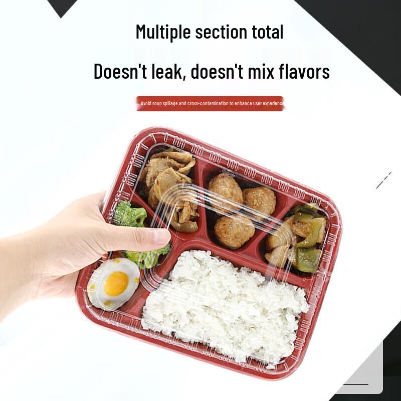 Saikeyou 100-Pack 5-Compartment Disposable PP Lunch Boxes