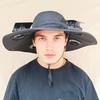Fan Hat Wide-Brimmed Outdoor Hat with Dual-Power Fan Design Solar USB Charging Hiking Cycling Fishing Sun Hat