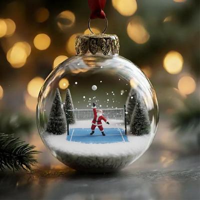 Adorno de Bola de Cristal de Estadio de Papá Noel Decoración Colgante para Árbol de Navidad con Temática Deportiva Decoración Festiva para el Hogar y Fiestas Navideñas