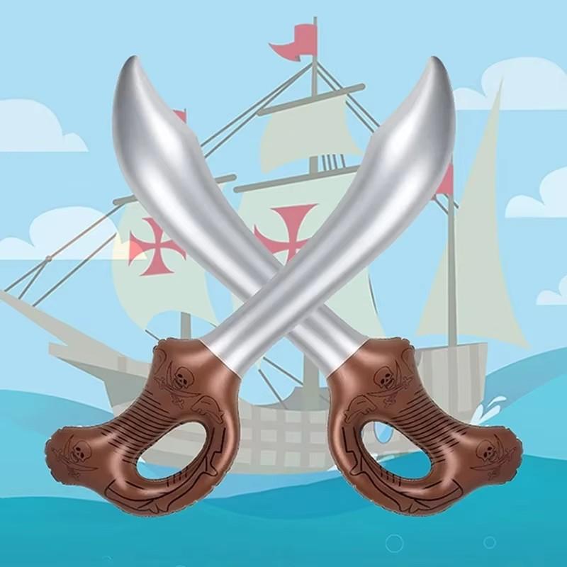 Funny Inflatable Pirate Swords, Halloween Birthday Toy Sword, Inflated Simulation Knife for Swimming Pool, Cosplay Stage Prop