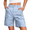 Women High Waist Cargo Shorts Casual Multi Pocket Loose Fit Lounge Shorts