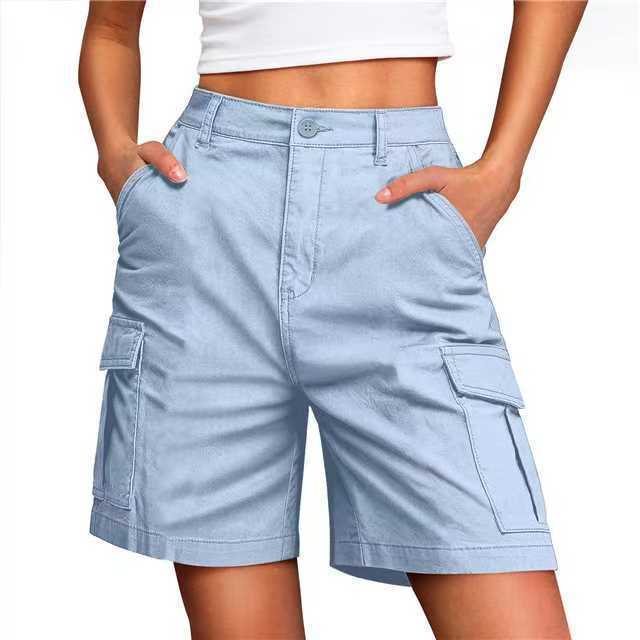 Women High Waist Cargo Shorts Casual Multi Pocket Loose Fit Lounge Shorts