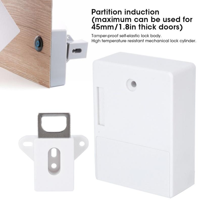 125KHz Smart Cabinet Lock Electronic RFID Card Opening No Drill For Wardrobe Sauna LockerWhite