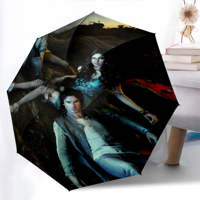 Vampire Diaries: Rainy Night Gathering Folding Umbrella Suitable for All Seasons Durable Sun Umbrella Sun Umbrella Travel