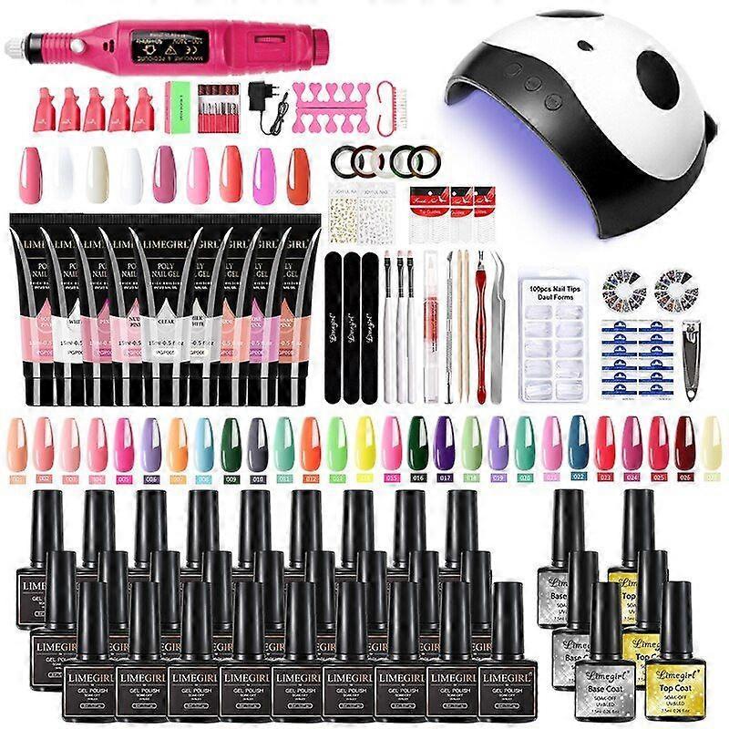 Manicure Set for Nail Extensions Gel Nail Polish Set Soak Off UV LED Lamp Dryer Nail Set D