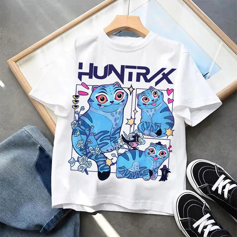 Kpop Demon Hunters Children's Clothing Cotton Short Sleeve T-shirt Kpop Demon Hunters Tiger Harajuku Tshirt for Boys Girls Gift