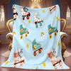 Roller Skate Themed Flannel Throw Blanket, Ultra Soft Microfiber Plush, All-Season, Digital Print, for Skating Enthusiasts, Home Office Gift