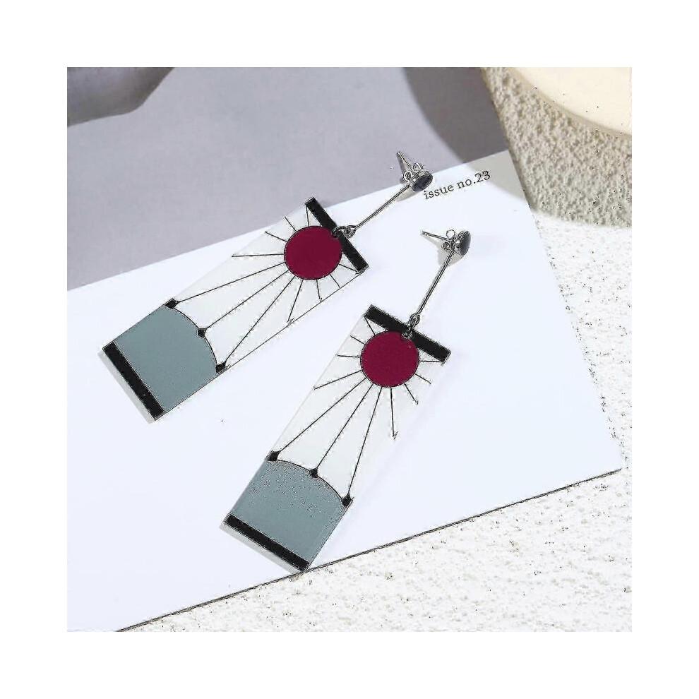 925 Sterling Silver Tanjiro Earrings,anime Demon Slayer Cosplay Tanjiro Black Earrings Ear Clip Kimetsu No Yaiba Hanafuda Halloween for Men Women Earr