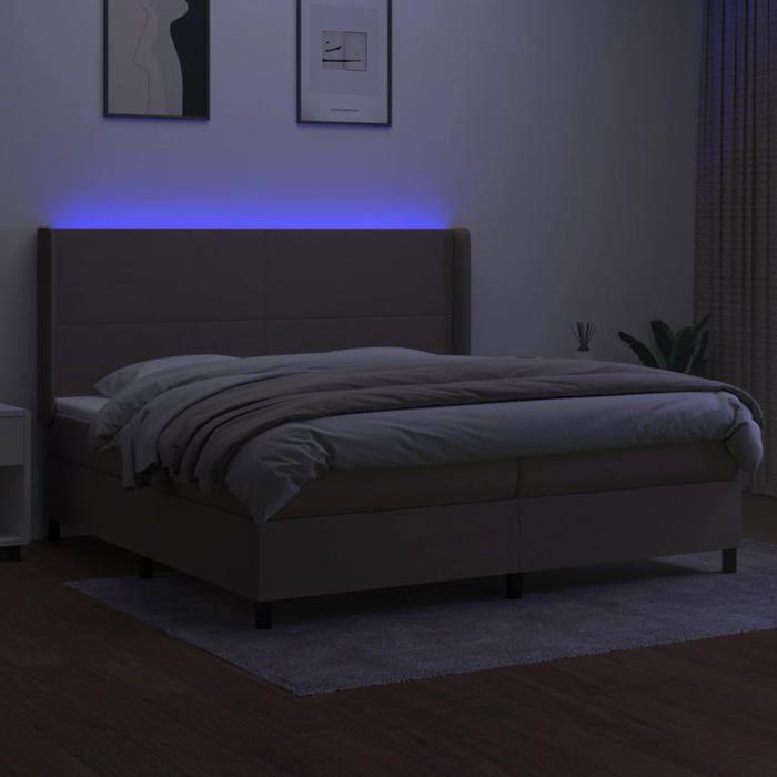 VidaXL Slat Bed Base with LED Mattress, Upholstered Bed with Headboard, Double Bed, Adult Bedroom Bed, Modern, 3138185