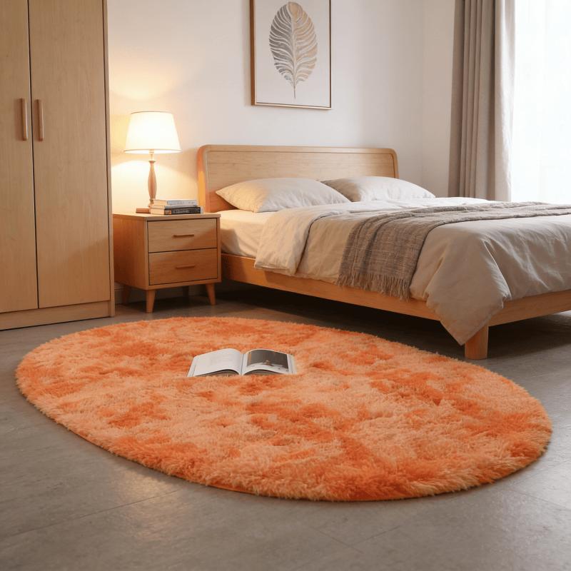 Rainbow Plush Carpet Oval Fluffy Rug For Girl Bedroom Long Pile Soft Beside Mat Large Area Rug Living Room Shaggy Kids Playroom Mat