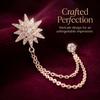 Star Lapel Pin Brooch with Tassel Chain, Rhinestone Embellished for Men's Suits, Alloy