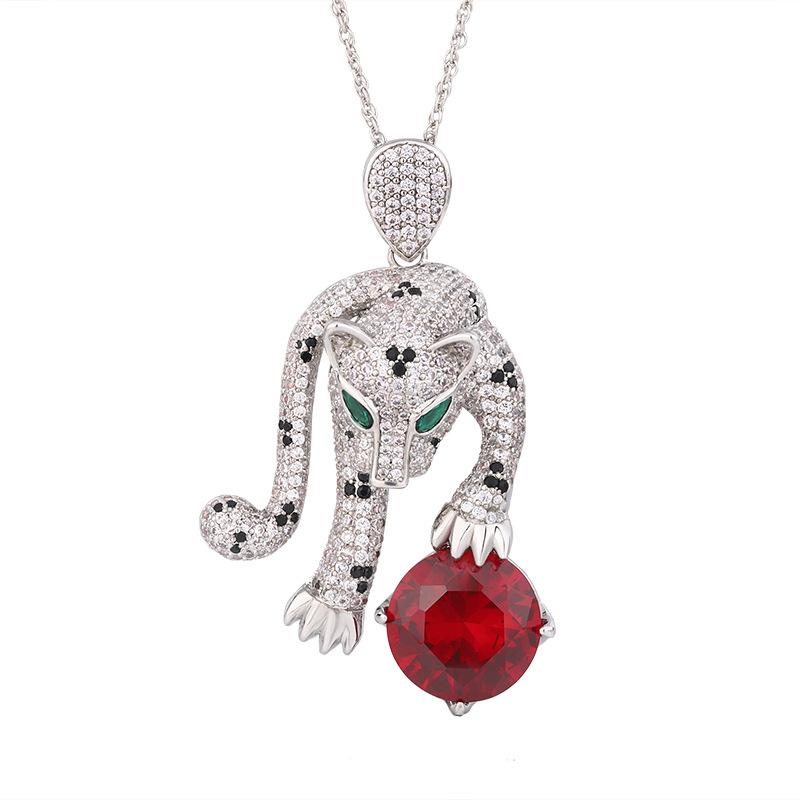 Autumn And Winter Jewelry Retro Simulation Red Corundum Leopard Luxury Inlay Main Stone 16Mm