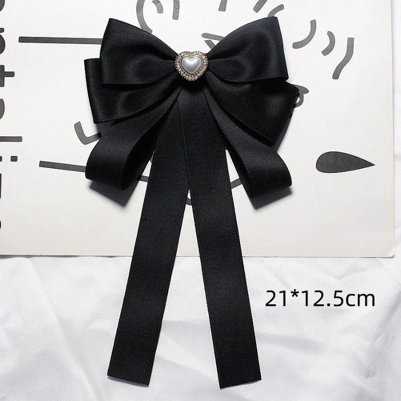 Black Bow Tie Rhinestone Bowknot Brooches For Women Shirt Collar Corsage Jewelry Clothing & Accessories