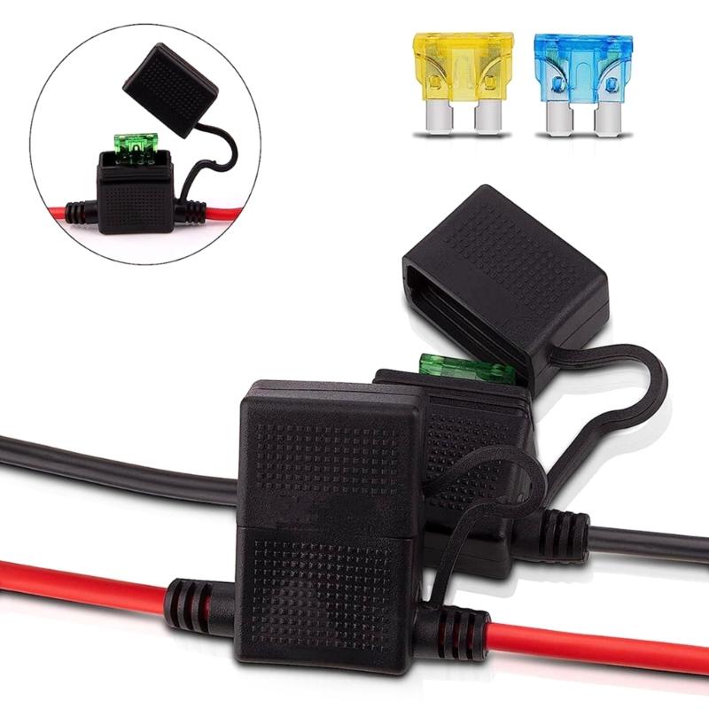 Suport pentru siguranțe dublu pozitiv/negativ stil ATC 10AWG fir cu terminale inelare și conectori 45A pentru vehicule 2ft/60cm