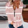 Women Summer Casual Sexy V-neck Printed Zipper LongSleeves Tops