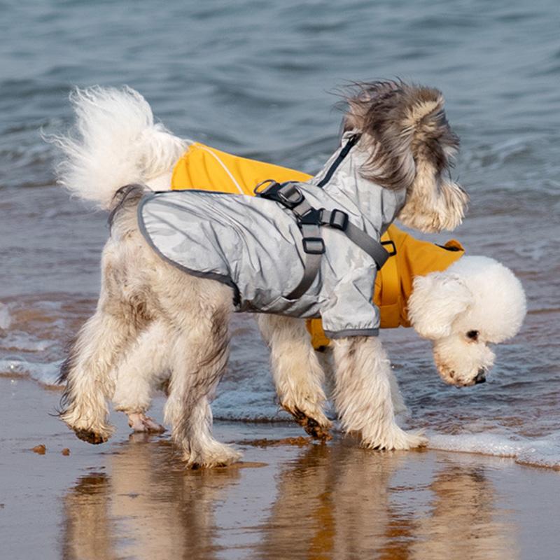 Waterproof Dog Raincoat Jacket with Harness Safety Reflective Dog Raincoat for Small Dogs Pet Outdoor Jackets for Jungle Camping