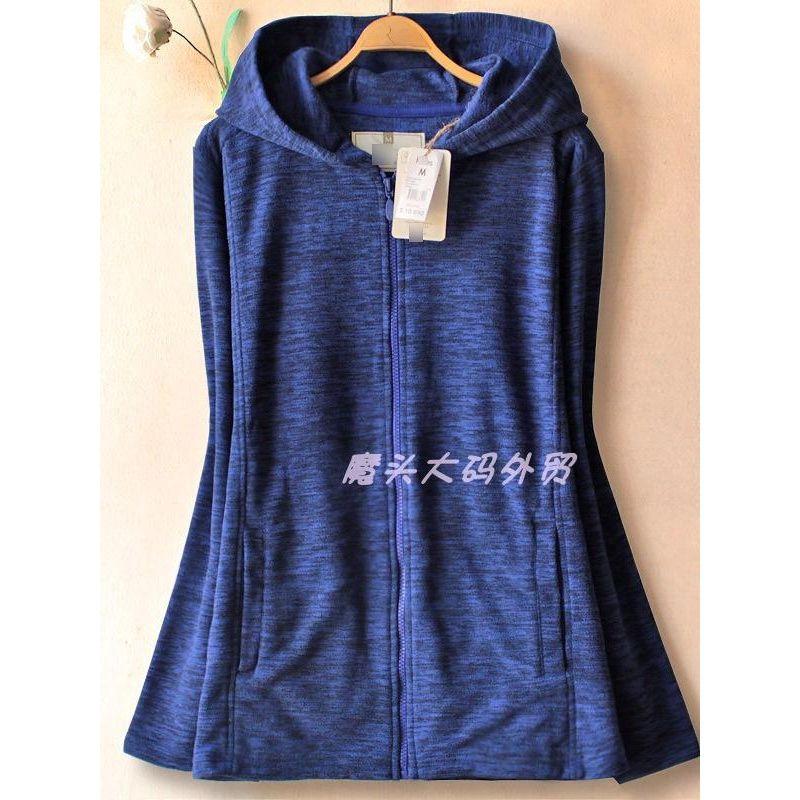 Export plus Size Spring & Fall Women's Outdoor Fleece Hooded Sweater Fleece-lined Brushed Zipper Cardigan Heattech Outwear 397