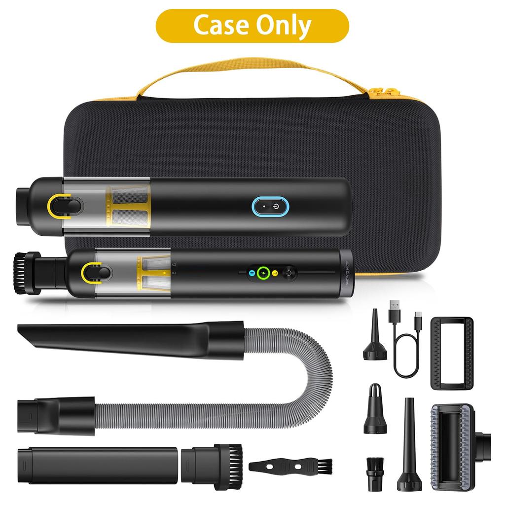 (Case Only) Fanttik Slim V8 Apex/Mate Handheld Vacuum Cleaner, Car Vacuum Cleaner, Home Keyboard Storage Case, Yellow Zipper - Aenllosi