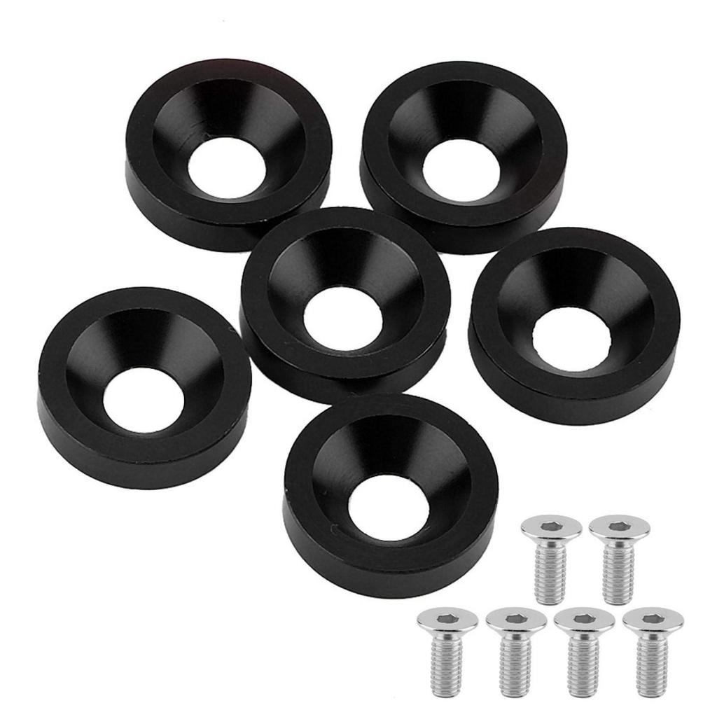 Bolt, M8 Fender Washer-Qiilu6pcs Car Bike Fender Bumper License Plate Frame Engine Cover Washer/Bolt Kit (Black)
