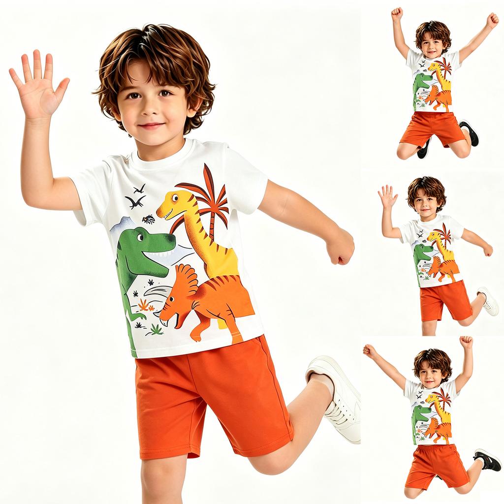 Boys' Summer T-Shirt Outfit Set Trendy Casual Clothing for Kids