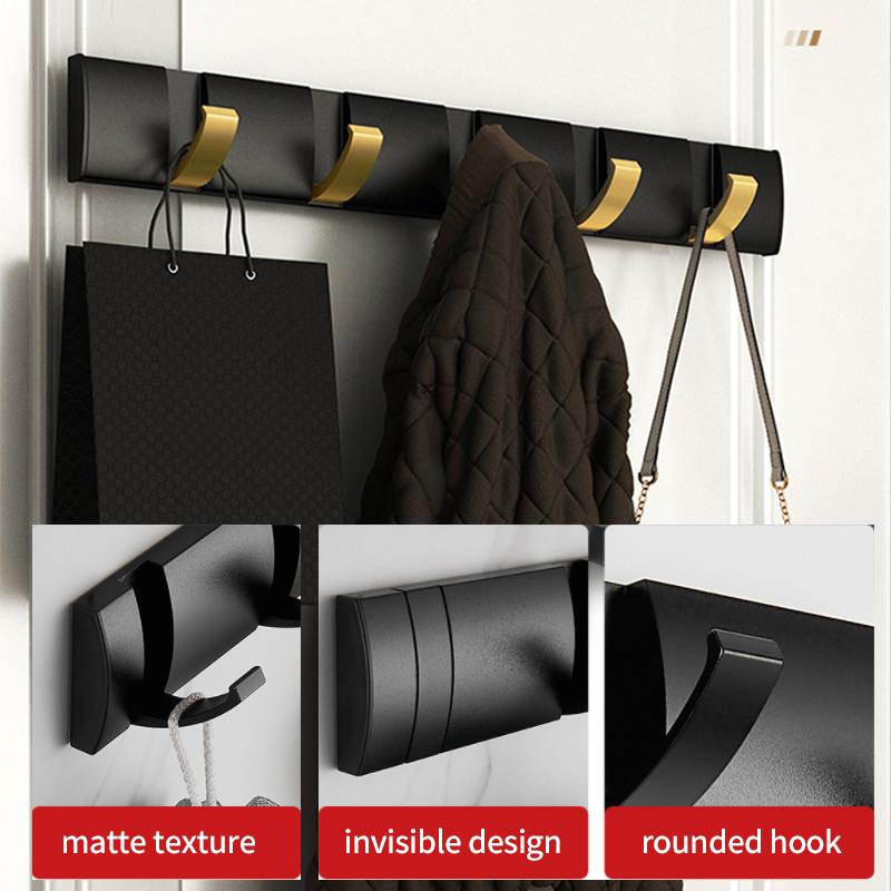 YUNJIEYA Folding Door Hooks Towel Hanger Nail Free Punch Wall Rack  Hook Coat Clothes Holder for Bathroom Kitchen Accessories