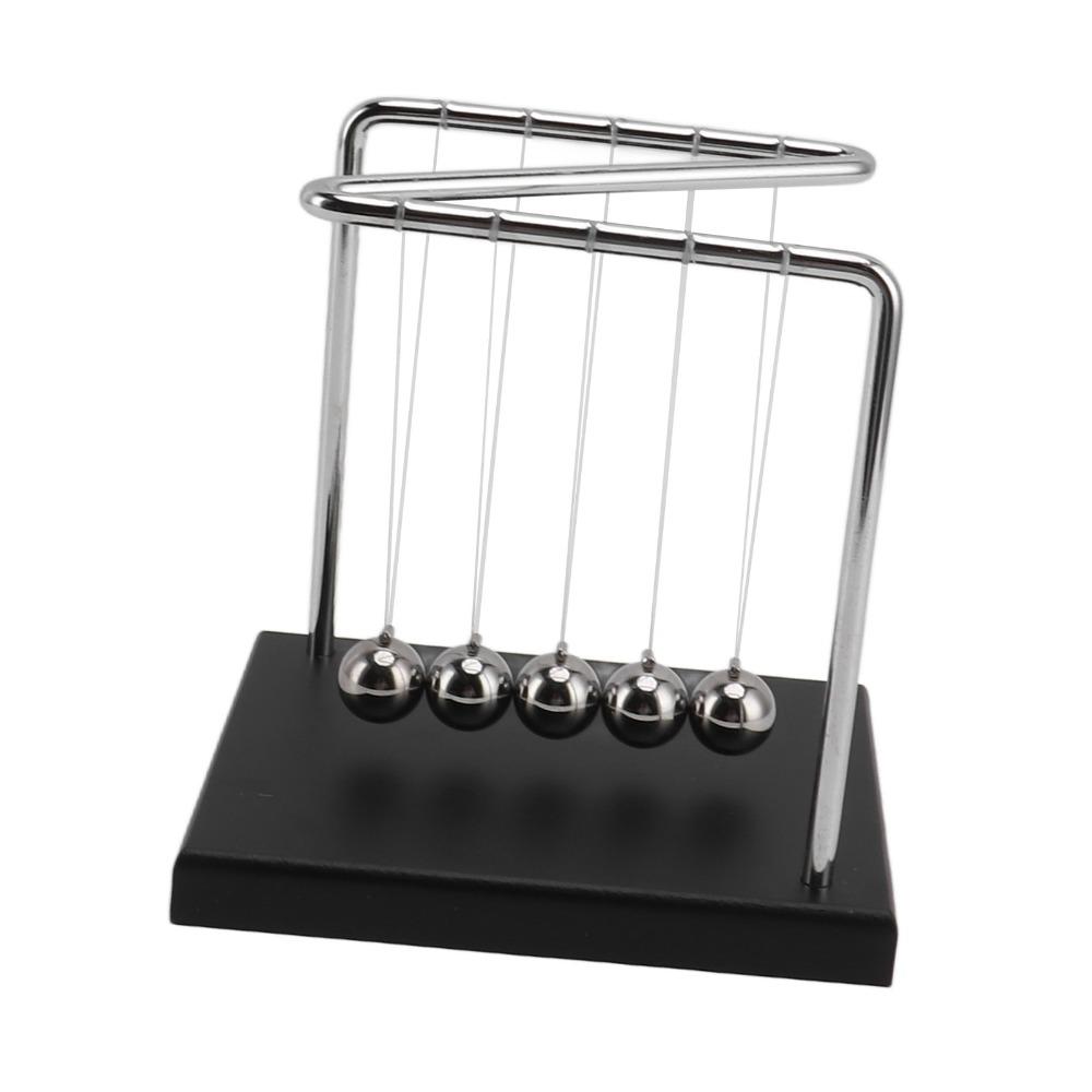 Wooden Base Balance Pendulum Ball 5.51x4.65x5.91in Physics Toy Steel Swing Balls  Office Desk