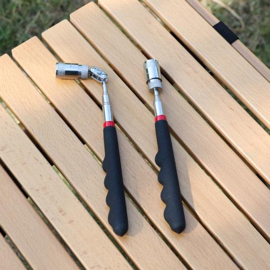 Telescoping Magnetic Pickup Tool with LED Light Non-Slip Stainless Steel Extendable Magnet Pickup with Plastic Handle for Bolts Metal