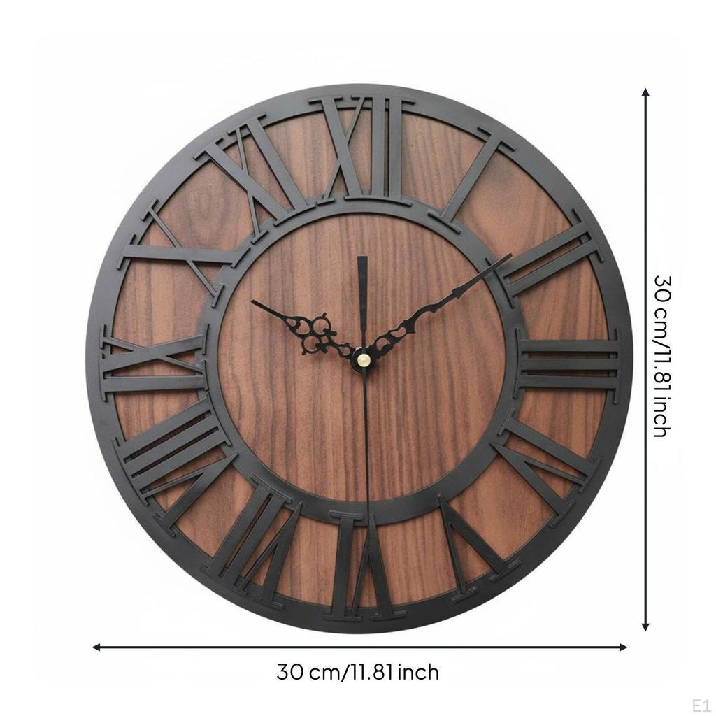 Roman Numeral Wall Clock Retro Design Vintage Theme Battery Operated for Living Room,
