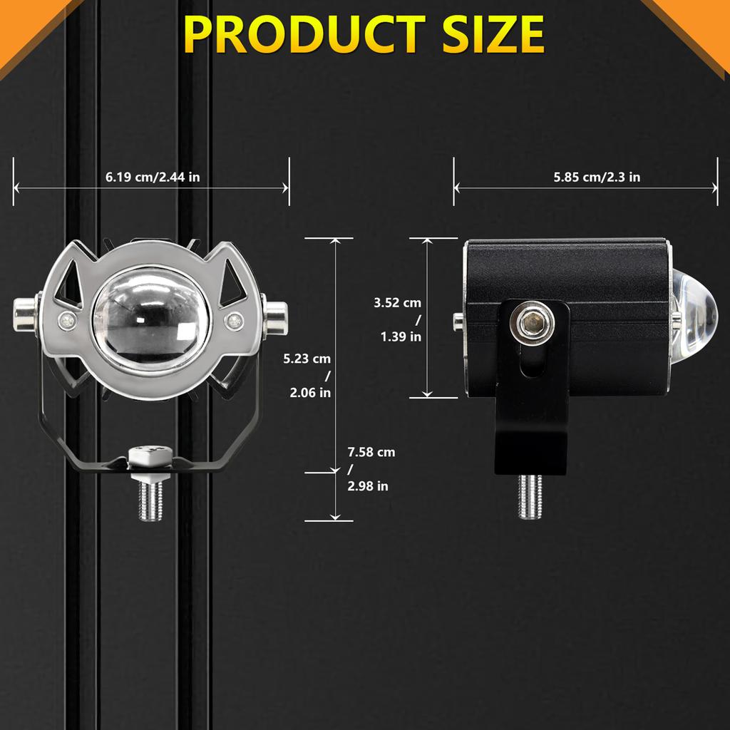 Motocyklové LED světlomety, 60W 6000K3000K Super jasné reflektory Vodotěsné mlhové světlomety pro